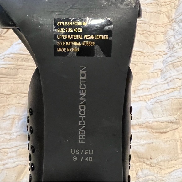 French Connection Black Vegan Leather Forever Studded Pointy Toe Pumps Heels - Picture 5 of 14